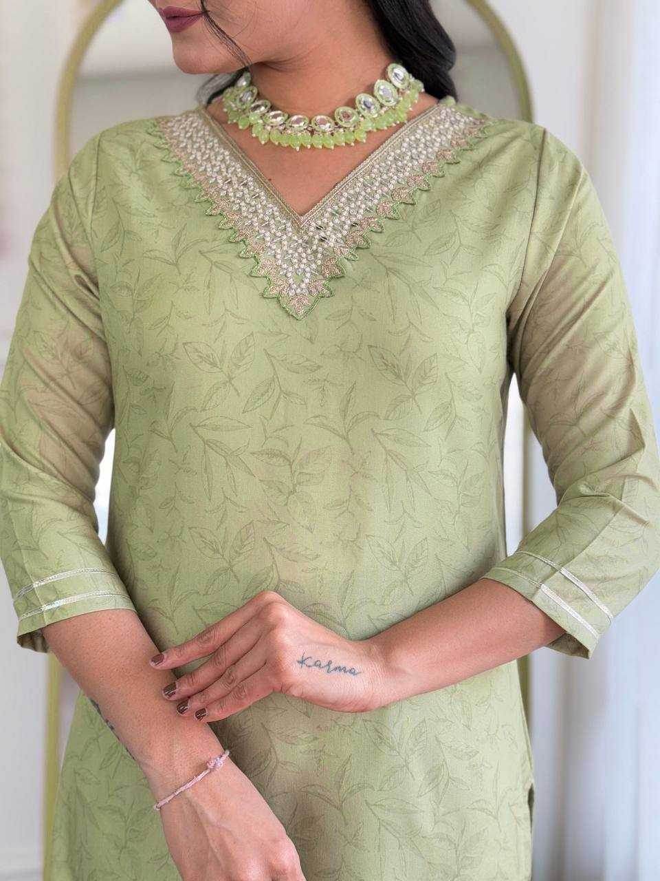 Rayon Embroidery Party wear suit Green Salwar - MYLUXURY LANE ENTERPRISE